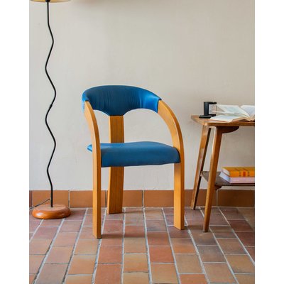 Fauteuil en tissu bleu Jakob N°466 - Bon état DEBONGOUT