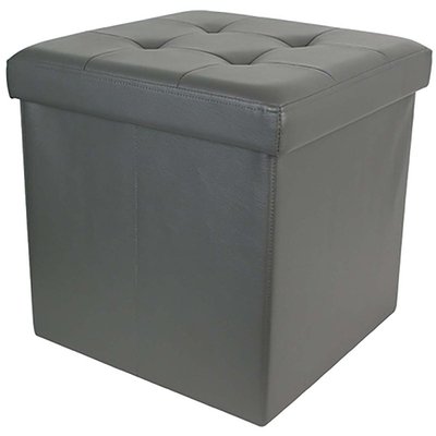 Pouf coffre pliable PU assise capitonnée CMP