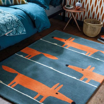 Tapis enfant fait à la main en laine MR FOX UN AMOUR DE TAPIS