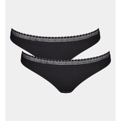 Комплект из двух трусов-слипов танга из модала Go Ribbed SLOGGI