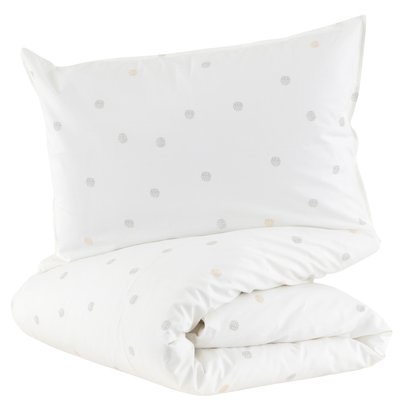 Parure de couette bébé coton bio POMPOM POIS LITTLE CREVETTE