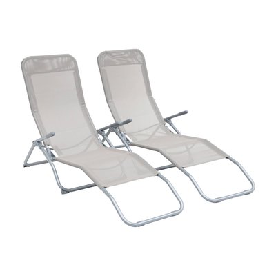 Bain de soleil acier pliant 2 positions (lot de 2) LEVITO SWEEEK