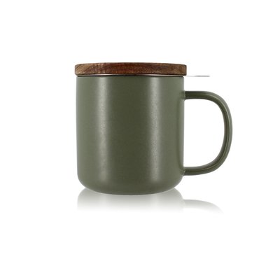 Tisanière en grès avec couvercle en bois d'acacia 300ml OGO LIVING