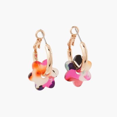 Petites créoles avec fleurs en résine - multicolore BALABOOSTE