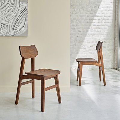 Chaise en mindi massif finition noyer (lot de 2)  MILO BERAH GETAH