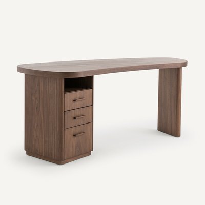 Bureau forme organique noyer et plaqué, Pali AM.PM