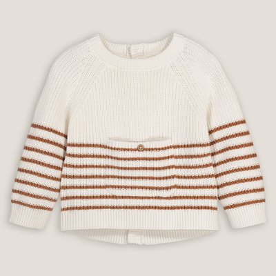 Chunky Cotton Knit Jumper/Sweater with Buttoned Back and Crew Neck LA REDOUTE COLLECTIONS