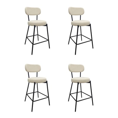 Chaises CELESTE îlot bar métal tissu velours côtelé H65cm MOB IN