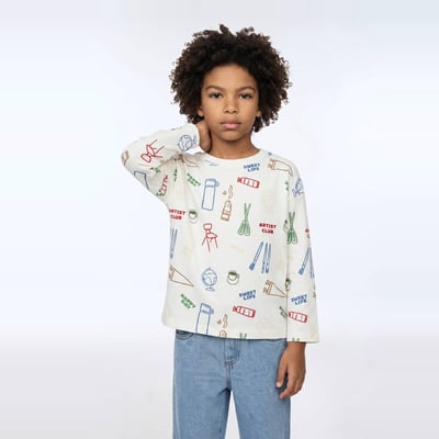 T-Shirt manches longues imprimé en coton BIO GOTS MONOPRIX