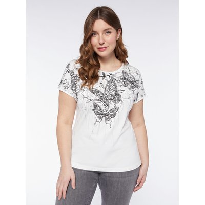 T-shirt avec papillons imprimés effet sketching sur la partie supérieure FIORELLA RUBINO