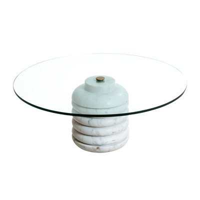 Table basse ronde en marbre et verre  LARA MADE IN MEUBLES 