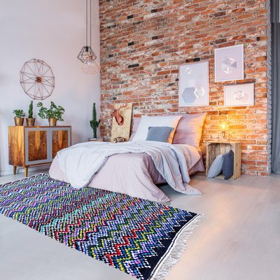 Authentique tapis berbère fait à la main en coton BOUCHAROUETTE AH UN AMOUR DE TAPIS