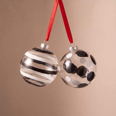 Boule de noël graphiques transparentes D8 NOËL SIA DECO