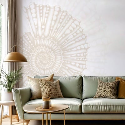 Papier peint panoramique Coquillage, Noir et blanc 225 x 250cm ACTE DECO