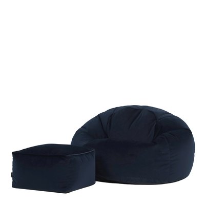 Pouf classique et son repose-pied velours - AURORA ICON
