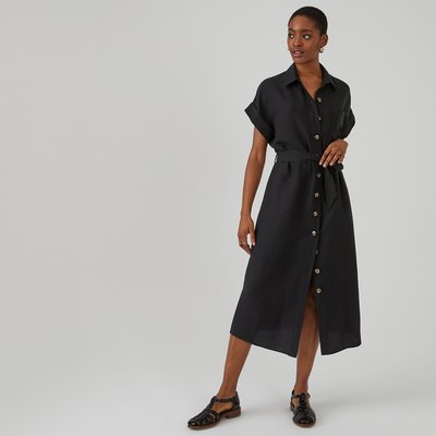 Vestido camisero en mezcla de lyocell y lino LA REDOUTE COLLECTIONS