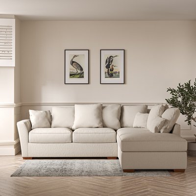 Florence Scatterback Textured Woven Right Facing Corner Sofa & Footstool with SO'HOME