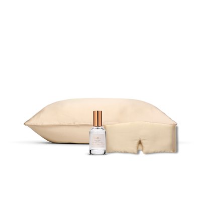Pack sérénité Taie d'oreiller, Masque de nuit bandeau en PURE SOIE et Brume d'oreiller EMILY'S PILLOW