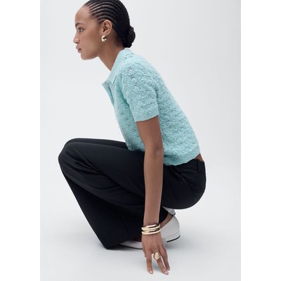 Pull-over crochet col polo MANGO