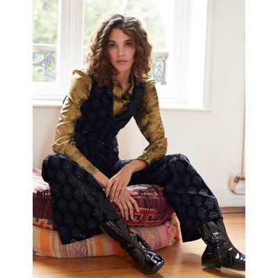 Pantalon Charlotte noir velours brodé INES DE LA FRESSANGE PARIS