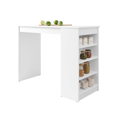 Drazic - table de bar avec rangements - blanc - de 2 à 4 personnes LISA DESIGN