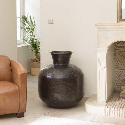 Grand vase rond couleur cuivre/noir effet vieilli H73,5 cm NADOR PIER IMPORT
