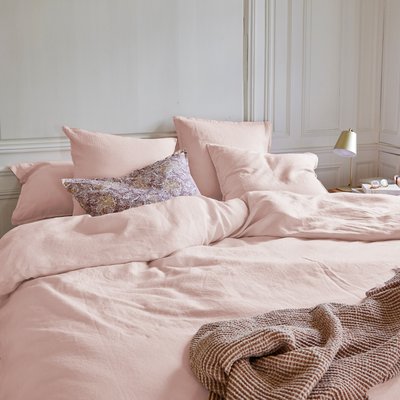 Housse de couette en lin lavé, NATURELLEMENT LIN BLANC CERISE