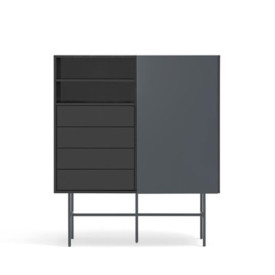 Buffet haut avec porte coulissante en bois H140cm - NUBE TEULAT