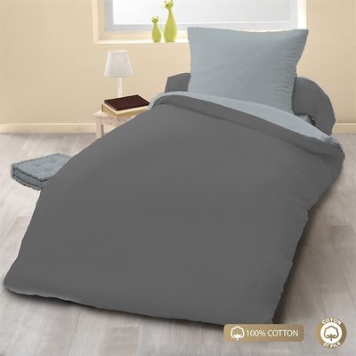Parure housse de couette imprimée avec taie(s) coton, bicolore C DESIGN HOME TEXTILE