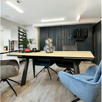 Table extensible en céramique aspect bois 160-240 cm LOMBARDIE PIER IMPORT
