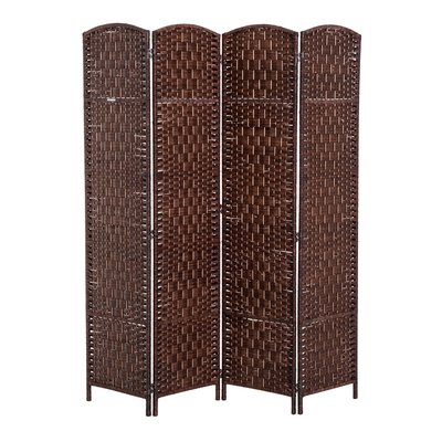 Paravent séparateur de pièce pliable 4 panneaux bois osier tressé HOMCOM