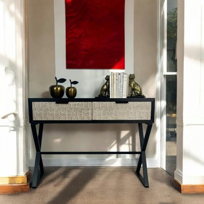 Console 2 tiroirs bois et métal décor art-déco PIER IMPORT