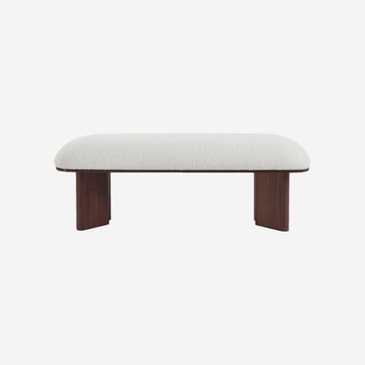 Banc en tissu et pieds en bois VARNA HABITAT