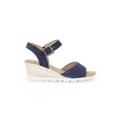 Sandales en cuir velours à talon compensé GABOR