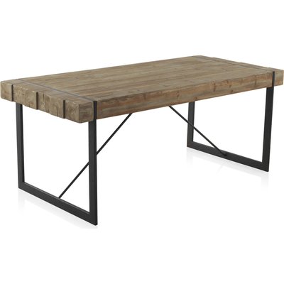 Table bois naturel pieds métal esprit industriel atelier RECOLLECTION