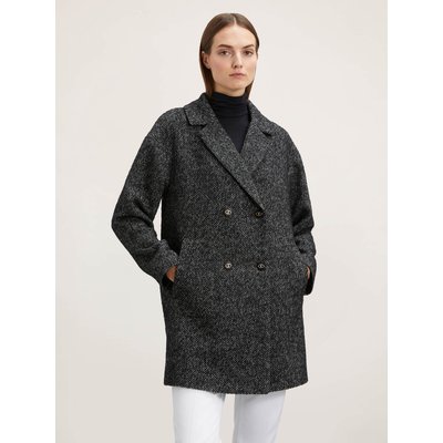 Manteau à double boutonnage en laine mélangée tissée à chevrons MOTIVI