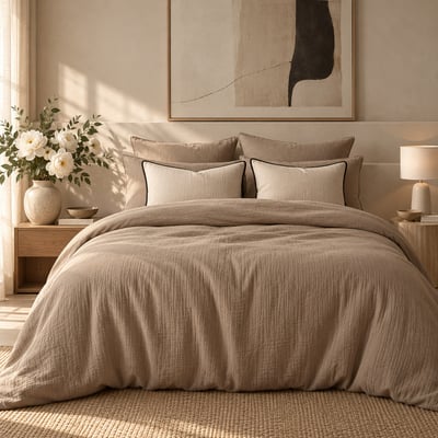 Parure + taies 50x70 gaze de coton ALMA Made in Europe FEBRONIE