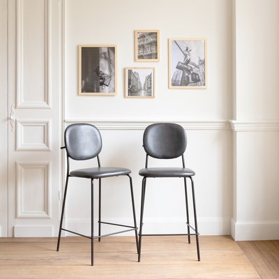 Tabourets de bar en simili, lot de 2, Edmond, EDMOND HAPPY GARDEN