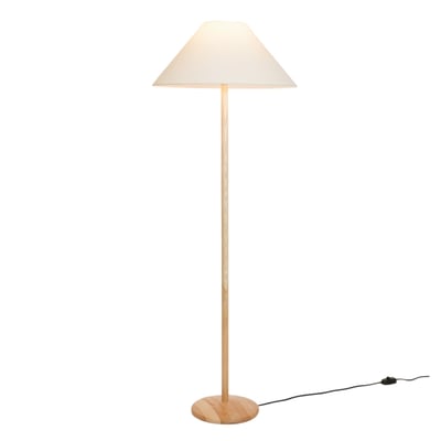 Lampadaire frêne beige abat-jour lin - SERA HANNUN