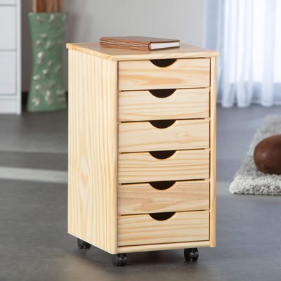 Caisson 6 tiroirs pin massif TERRE DE NUIT