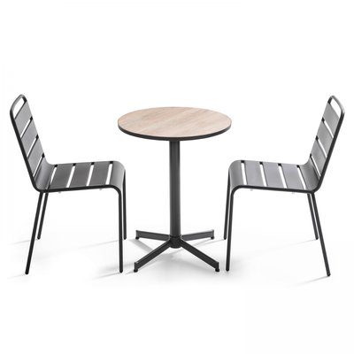 Table de jardin et 2 chaises en métal, TIVOLI OVIALA