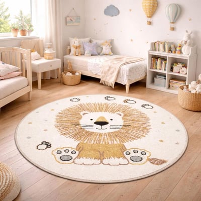 Tapis enfant tissé motif animaux SWEETLION UN AMOUR DE TAPIS