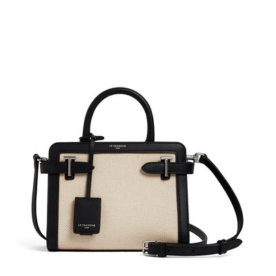 Petit sac à main Emilie en toile coton et cuir lisse LE TANNEUR