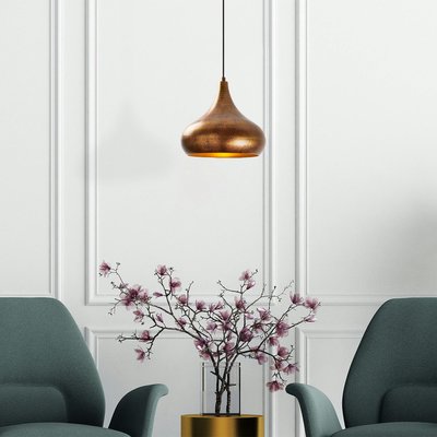 Suspension métal effet cuivre brossé – forme goutte SILE PIER IMPORT