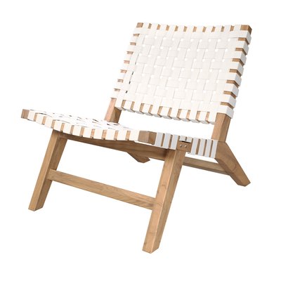 Fauteuil de jardin en teck et sangles en tissu - TAO RENDEZ-VOUS DÉCO