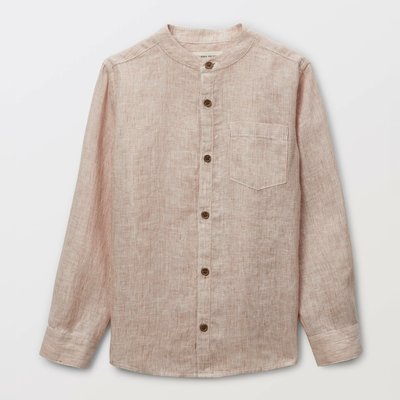 Chemise col mao rayée en 100% lin MONOPRIX