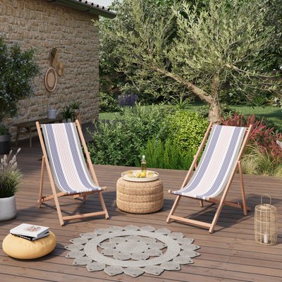 Lot de 2 chiliennes 100 % acrylique - Bois - SANTORIN AVRIL PARIS