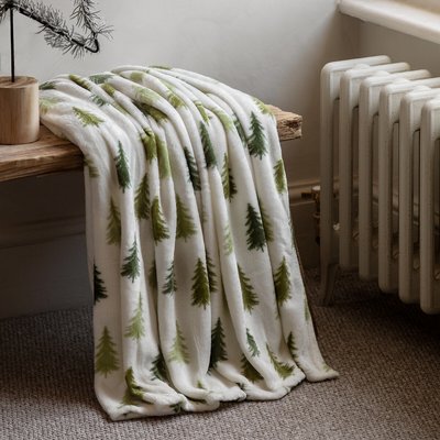 Tree Grove Tree Printed Fleece Throw ÉDITÉ