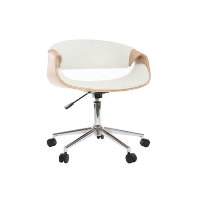 Chaise de bureau à roulettes design en bois et acier chromé ARAMIS MILIBOO