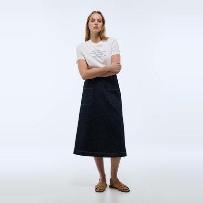 Jupe midi en denim MONOPRIX